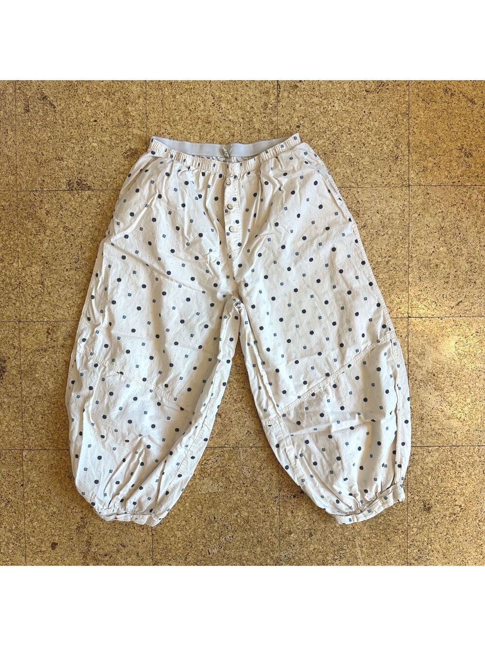 Free People Intimately Sunday Morning Lounge Pants Cream Blue Balloon Leg Pajama